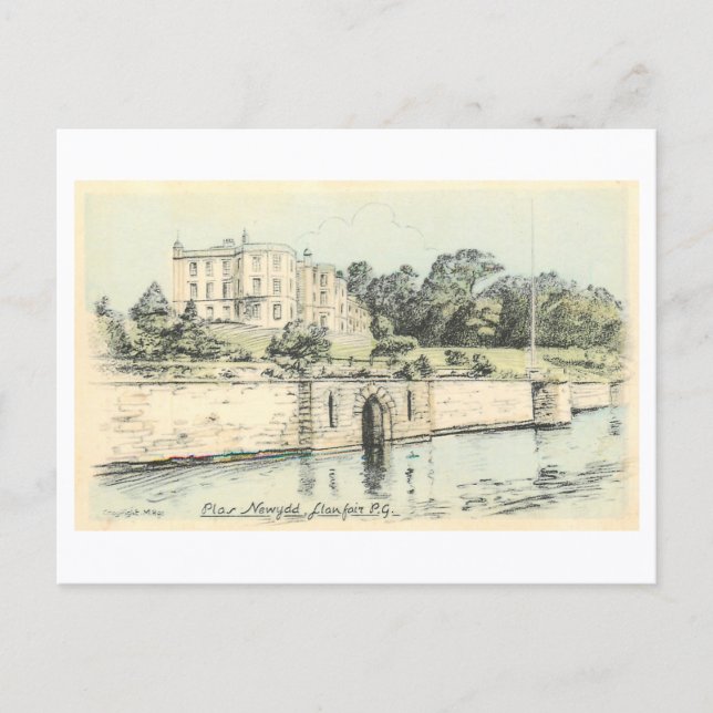Postal Casa Plas Newydd antigua (Anverso)