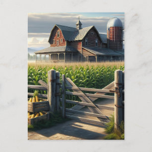 Postal Casa rural rústica con arte de Cornfield Ai