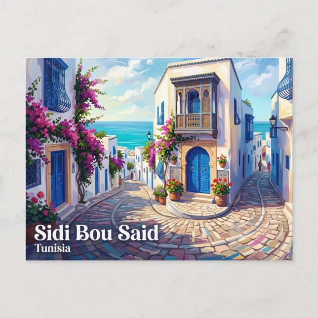 Postal Casa Sidi Bou Said Túnez (Anverso)