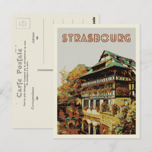 Postal Casa típica de Estrasburgo ilustracion Francia