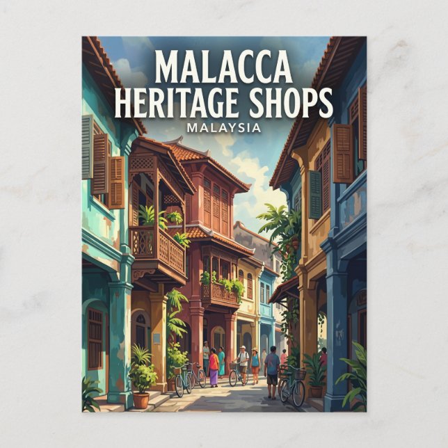 Postal Casa Tradicional de Malaca, Ciudad de Malaca, Mala (Anverso)