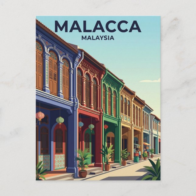 Postal Casa Tradicional de Malaca Malasia (Anverso)