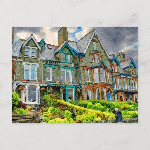 Postal Casa victoriana en Keswick pintada con acuarela