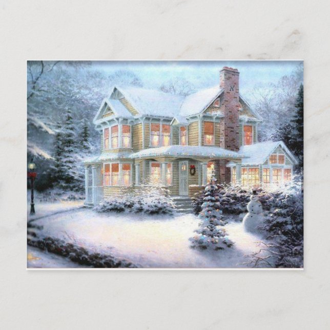 Postal Casa Vintage En Invierno (Anverso)