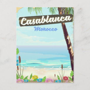 Postal Casablanca Marruecos, afiche romántico