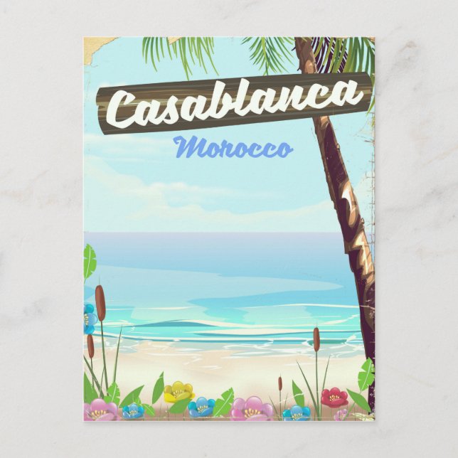 Postal Casablanca Marruecos, afiche romántico (Anverso)