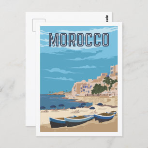Postal Casablanca Marruecos Ilustracion de viaje