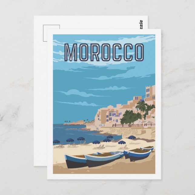 Postal Casablanca Marruecos Ilustracion de viaje (Anverso / Reverso)