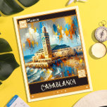 Postal Casablanca, Marruecos | Pintura de época<br><div class="desc">Dé un paseo por las encantadoras calles de Casablanca con nuestra cautivadora postal de pintura de época. Esta impresionante obra de arte encarna el espíritu de esta icónica ciudad marroquí, representada en un fascinante estilo de pintura vintage que exuda calidez y nostalgia. Con sus llamativas pinceladas y su paleta de...</div>