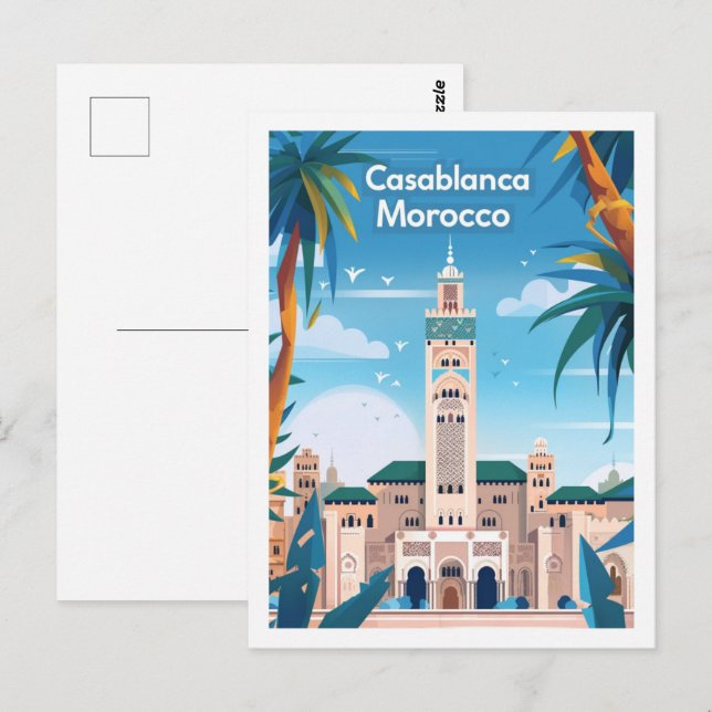 Postal Casablanca Marruecos Vintage Famoso lugar de viaje (Anverso / Reverso)