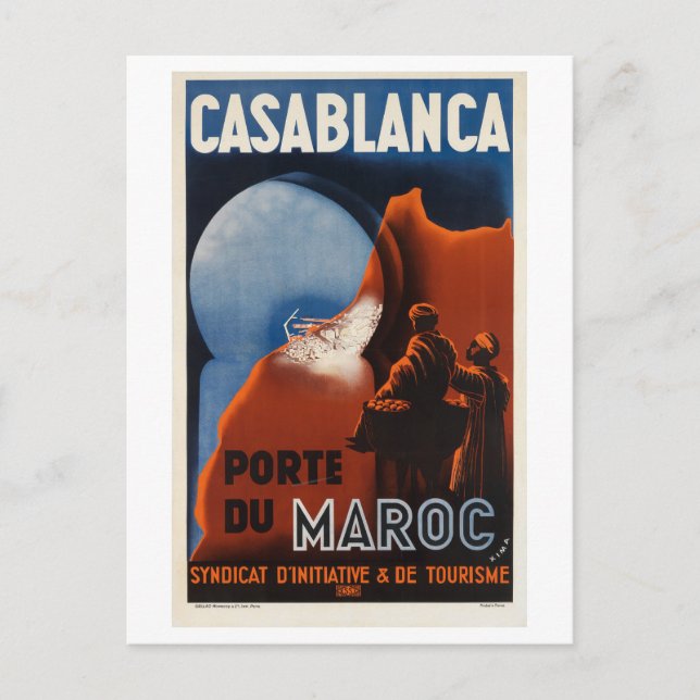 Postal Casablanca Marruecos Vintage Inspirado (Anverso)