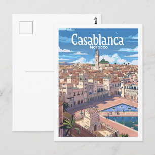 Postal Casablanca Marruecos Vintage Travel Place