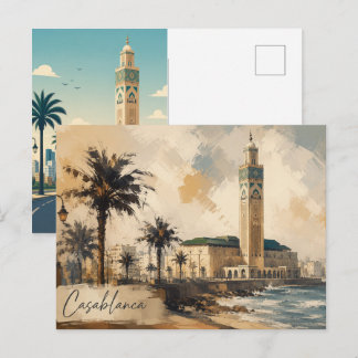 Postal Casablanca Morocco Vector-Hassan 2 mosque