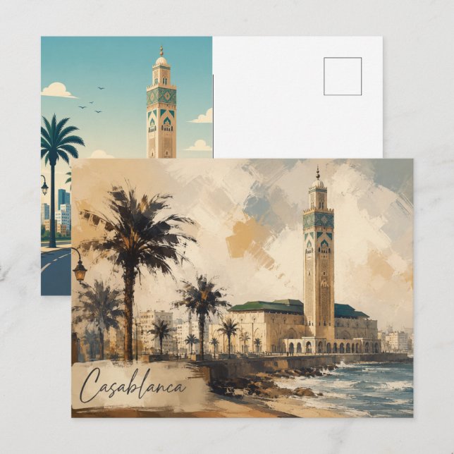 Postal Casablanca Morocco Vector-Hassan 2 mosque (Anverso / Reverso)