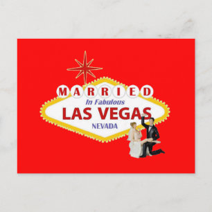 Postal CASADO EN Fabulosas Vegas con Bride & Groom P