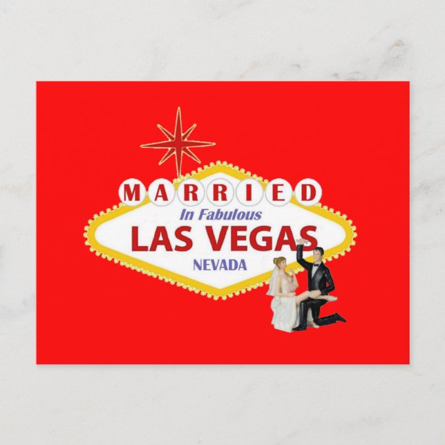 Postal CASADO EN Fabulosas Vegas con Bride & Groom P (Anverso)