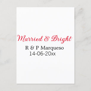 Postal Casado y brillante añadir nombre de pareja boda añ