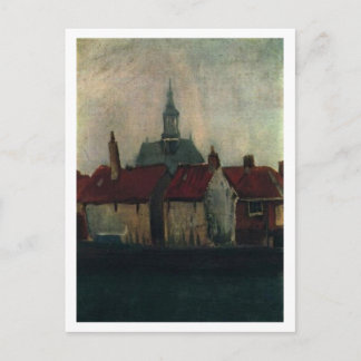 Postal Casas antiguas con nueva iglesia, Vincent van Gogh