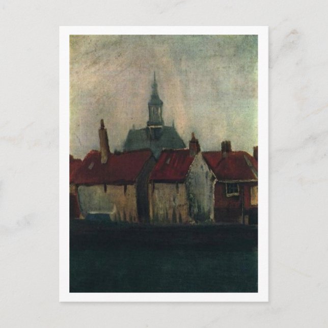Postal Casas antiguas con nueva iglesia, Vincent van Gogh (Anverso)