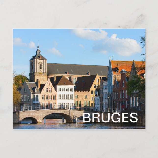 Postal Casas antiguas de Brujas, Bélgica (Anverso)