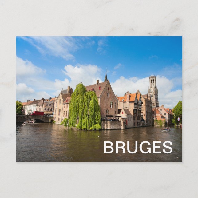 Postal Casas antiguas de Brujas, Bélgica (Anverso)