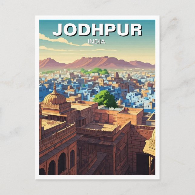 Postal Casas azules de la India de Jodhpur (Anverso)