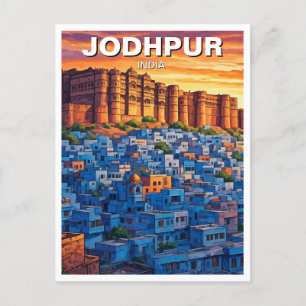 Postal Casas azules de la India de Jodhpur Sunset