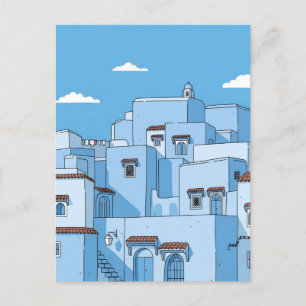 Postal Casas azules en Chefchaouen Marruecos viajan