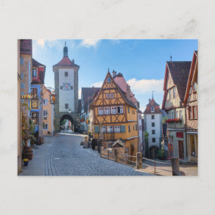 Postal Casas coloridas en Rothenburg, Alemania