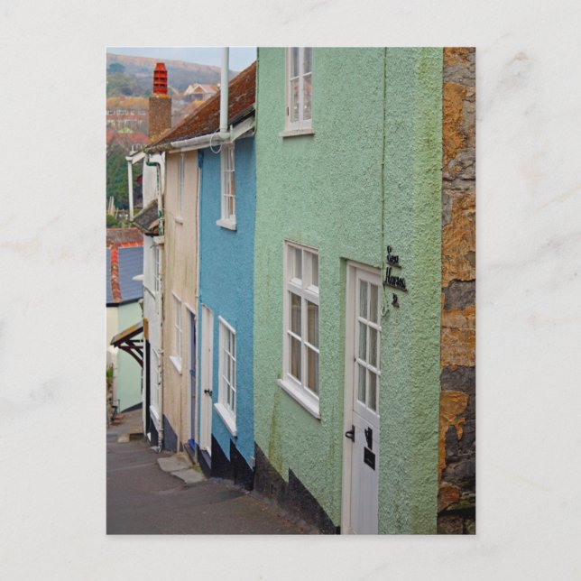 Postal Casas coloridas, Lyme Regis, Dorset, Inglaterra (Anverso)