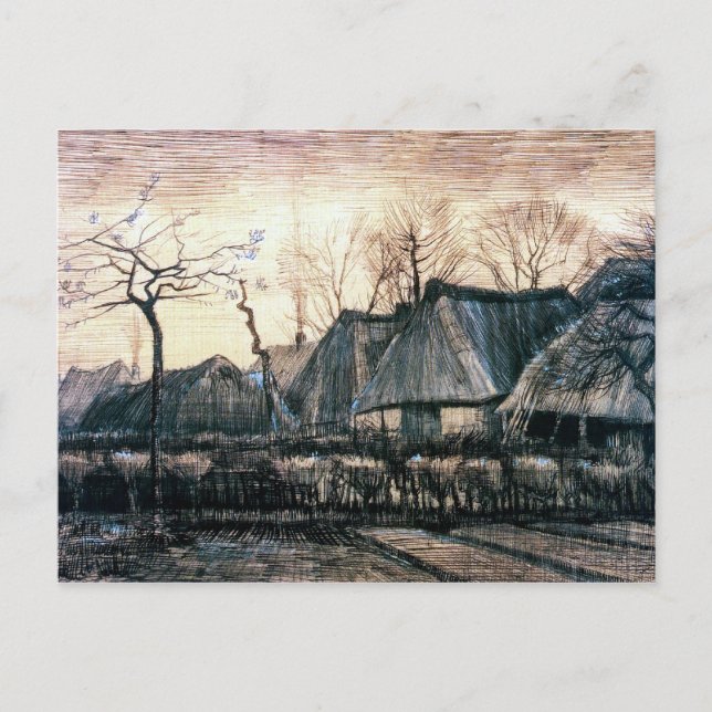 Postal Casas con techos de paja de Vincent Van Gogh (Anverso)