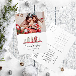 Postal Casas cortas en los colores de los Navidades tradi