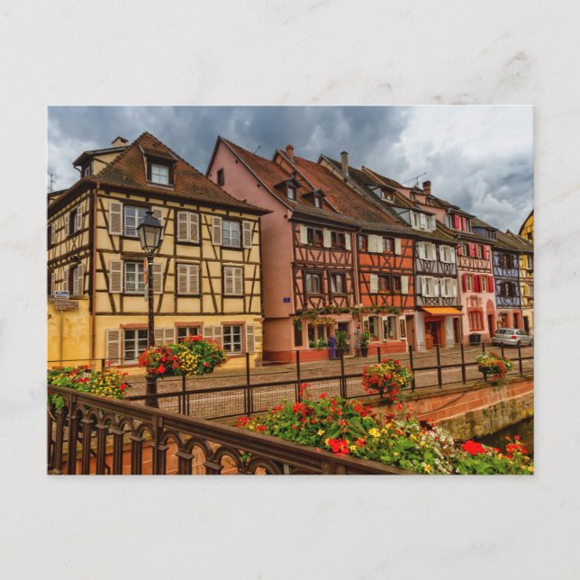 Postal Casas de Colmar, Alsacia, Francia (Anverso)