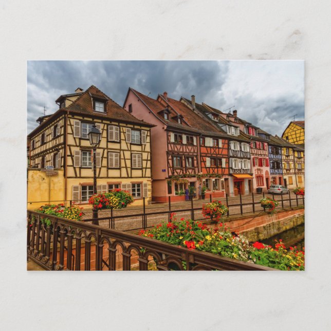 Postal Casas de Colmar, Alsacia, Francia (Anverso)