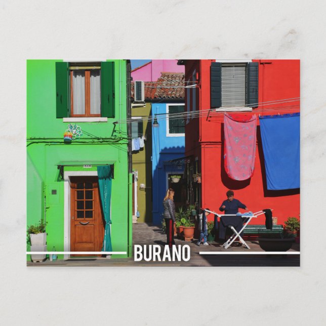 Postal Casas de colores buraneses (Anverso)