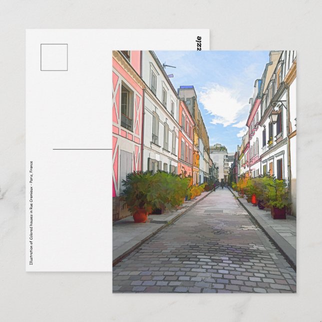 Postal Casas de colores en la calle Cremieux - París (Anverso / Reverso)
