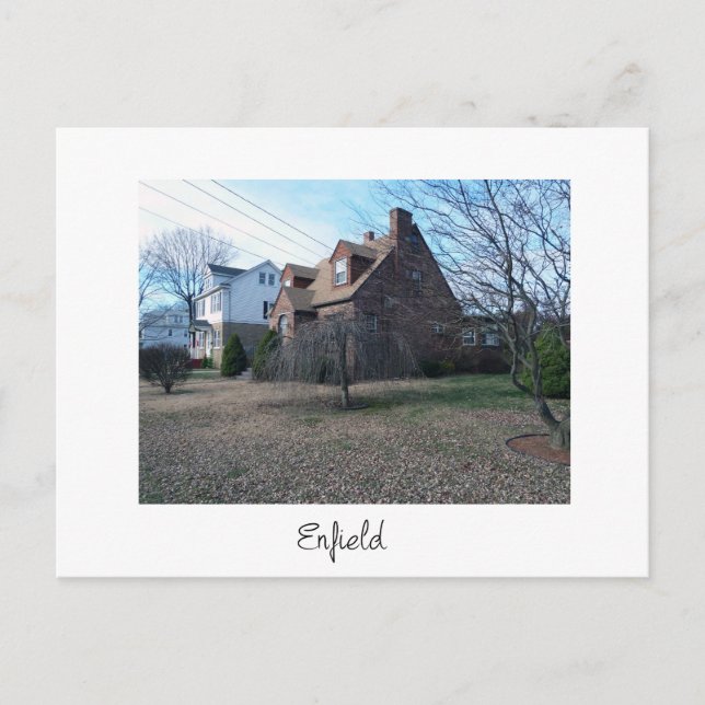 Postal Casas de Enfield. Postcard de Connecticut. (Anverso)