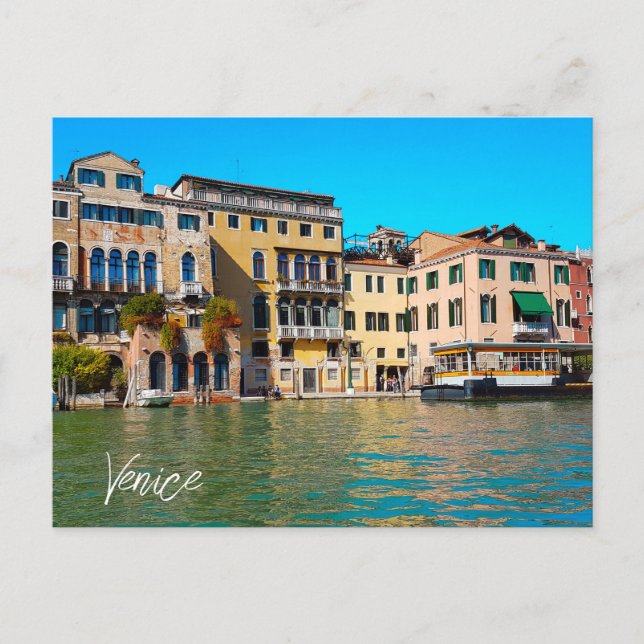 Postal Casas de estilo veneciano del Gran Canal de Veneci (Anverso)