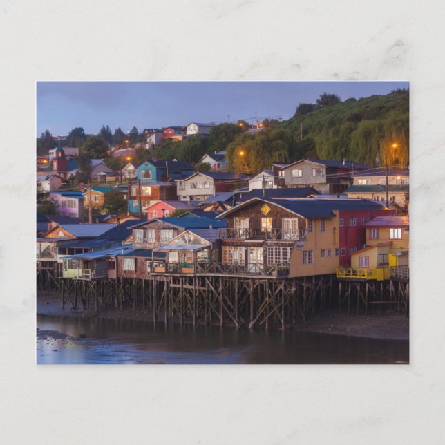 Postal Casas de pilotes Palafito, vistas elevadas (Anverso)