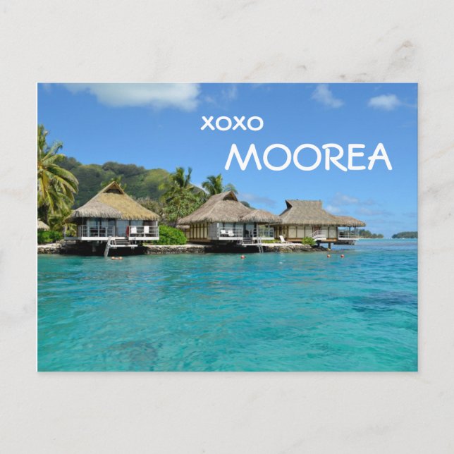 Postal Casas de planta baja de Moorea con el texto: (Anverso)