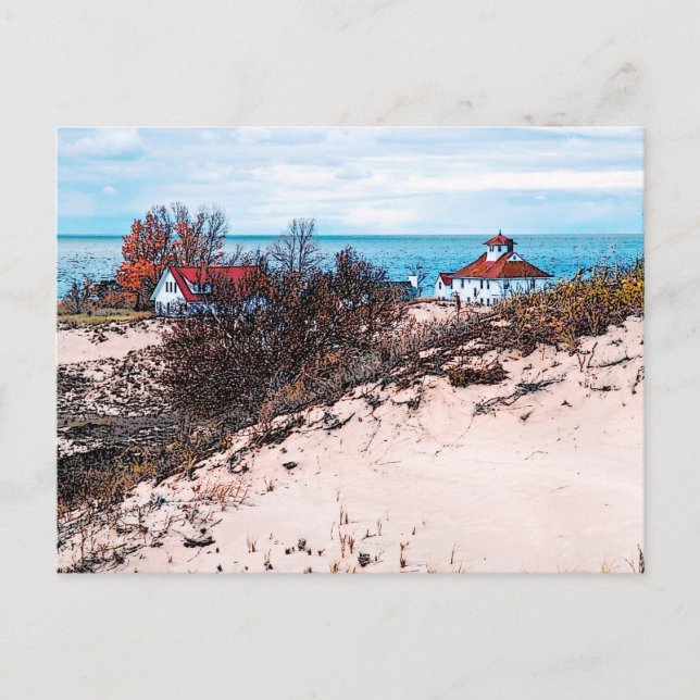 Postal Casas de Playa del Lago Michigan (Anverso)