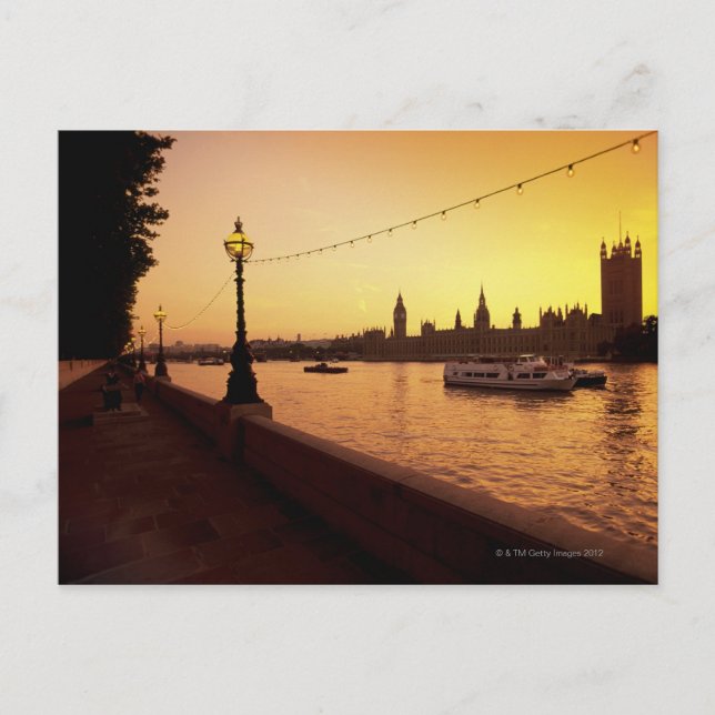 Postal Casas del Parlamento al atardecer (Anverso)