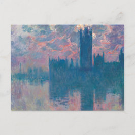 Postal Casas del Parlamento, Atardecer de Claude Monet 