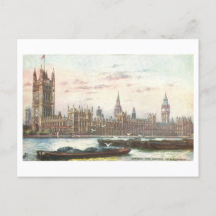 Postal Casas del Parlamento London Vintage Postcard