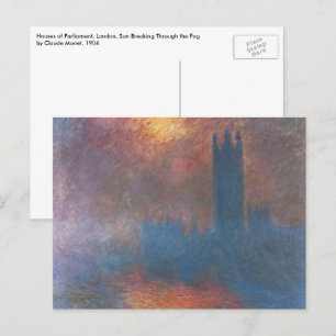 Postal Casas del Parlamento, Londres por Claude Monet