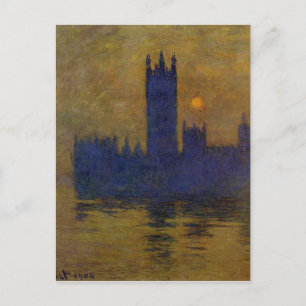 Postal Casas del Parlamento, Sunset 02 de Claude Monet