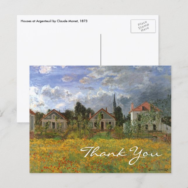 Postal Casas en Argenteuil de Claude Monet (Anverso / Reverso)