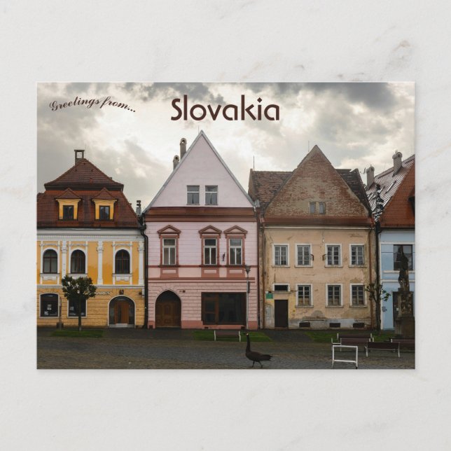 Postal Casas en Bardejov Eslovaquia (Anverso)