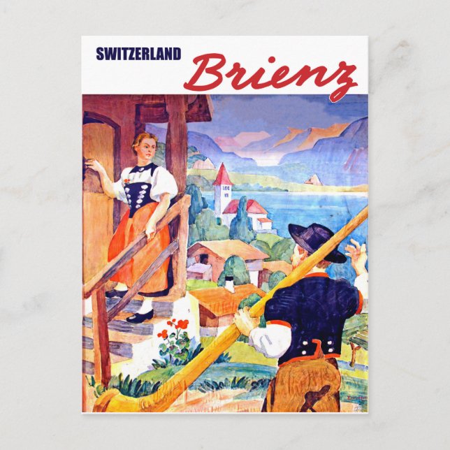 Postal Casas en Brienz, Suiza (Anverso)