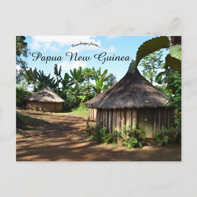 Postal Casas en Goroka en Papua Nueva Guinea (Anverso)